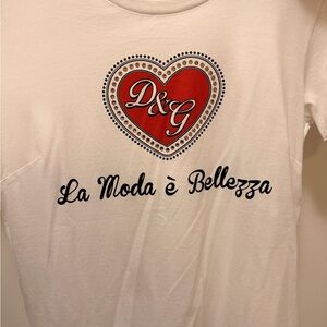 Dolce & Gabbana White Tee with Red Heart and Script